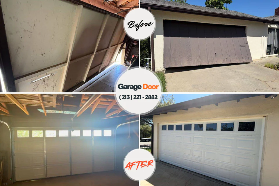 Before and after: garage door repair Farmland, IN